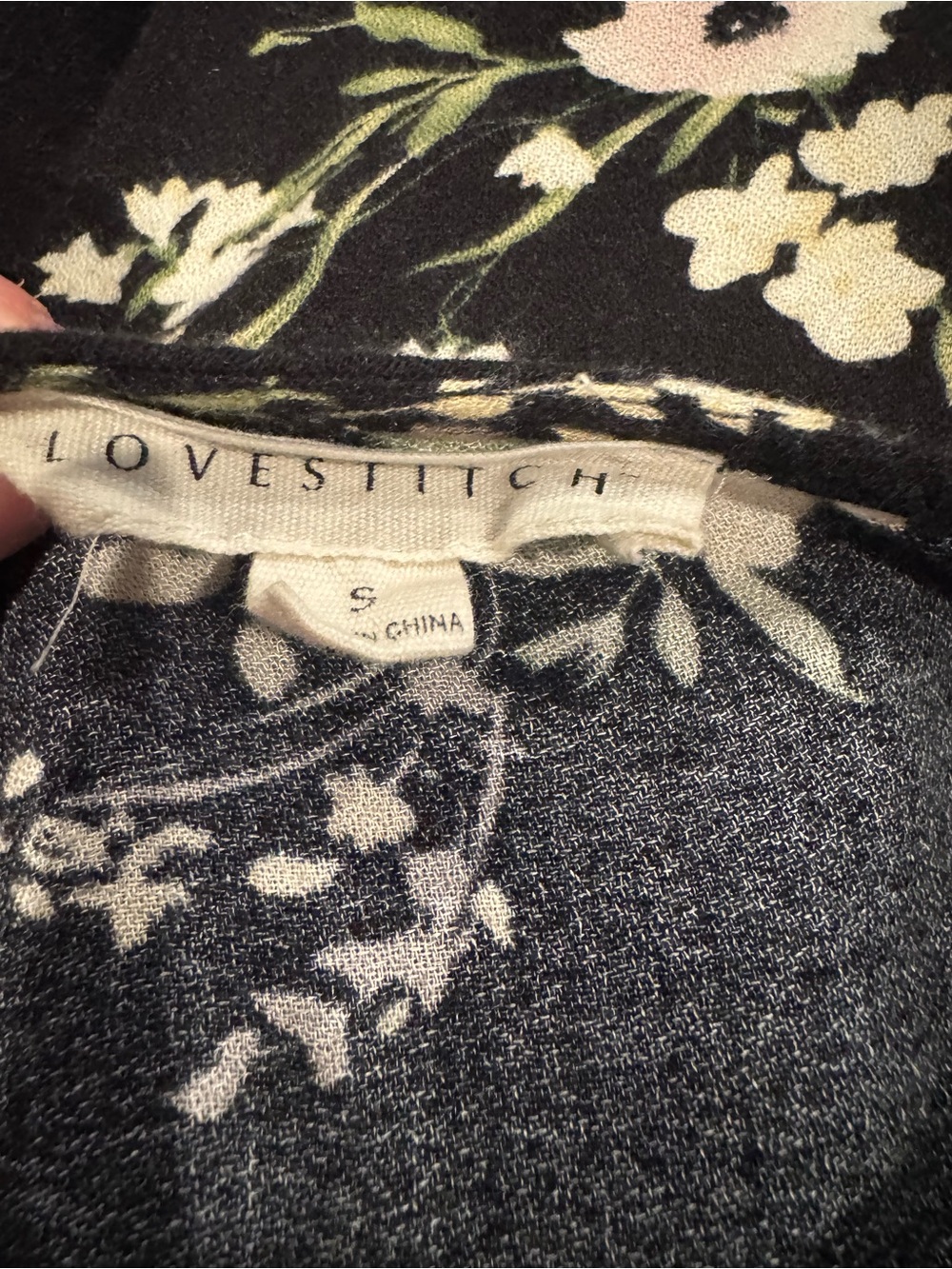 Lovestitch Size Small Black Floral Tie Front Kimono Sleeve Top - Picture 3 of 7